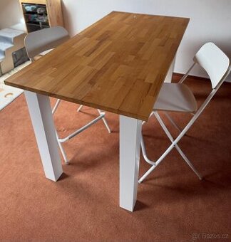 Stůl s dubovou deskou + 2x židle