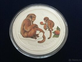 1 kg stříbrná barevná mince opice 2016 - originál - 1