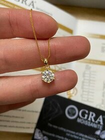 zlatý stříbrný náhrdelník moissanit diamant diamantový - 1