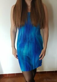 Modré bavlněné šaty  - široká ramínka - 1
