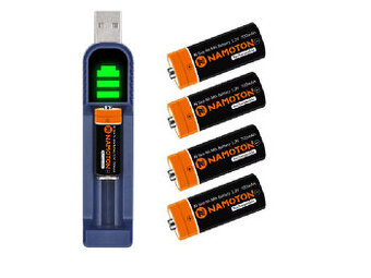 N Size Ni-Mh Baterie LR1 1.2V 700mAh s LED USB Nabíječkou