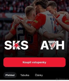 Slavia - Bilbao 2 vstupenky.