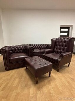Chesterfield štýl kožená,NOVÁ sedačka