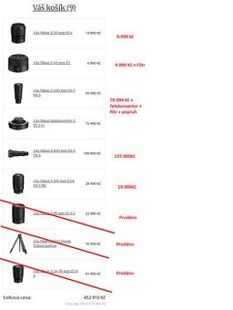 objektivy Nikon Z 40mm, 50mm, 105mm, 400mm