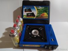 Plynový vařič přenosný + 4 kartuše