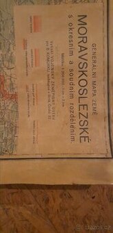 Stará mapa Moravy z roku cca 1930