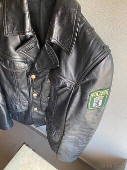 Vintage Kožená Bunda Německé Policie Z 80. Let