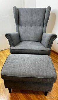 křeslo ušák IKEA Strandmon vč. podnožky