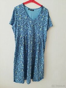 Šaty modré kytky - vel. 44/46 (bavlna) - 1