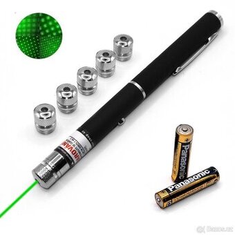 laserové ukazovátko s 5 nástavci - Zelené - 1