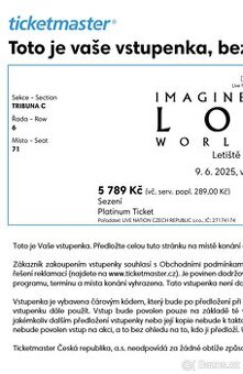 Imagine Dragons 2x Platinum Ticket 9.6.2025