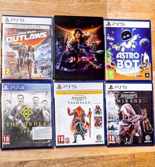 Hry PS5 - Astro Bot, Star Wars: Outlaws,AC Mirage, Valhalla