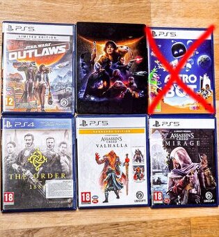 Hry PS5 - Star Wars: Outlaws, AC Mirage, AC Valhalla