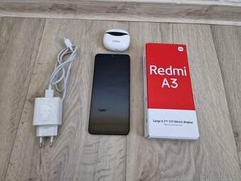 Mobilní telefon Redmi A3 + bezdrátové Sluchátka a nabíječka