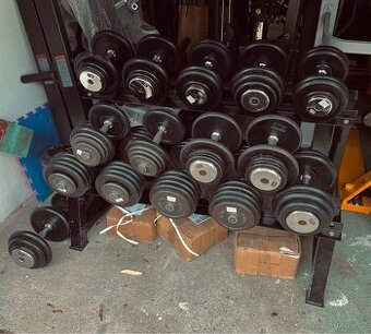 Sada jednoručních činek - pogumovaný 6-24kg