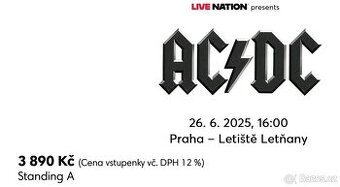 VSTUPENKA NA KONCERT ACDC