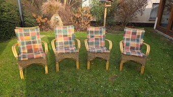 4x Ratanové křeslo + polstr, 100% - cena jen 4900,-