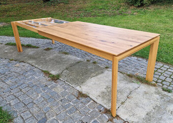 Nové jídelní stoly rozkládací masiv DUB průběžný 180 +100cm