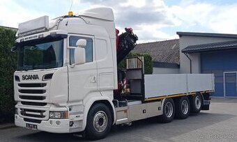 Scania R580 „V8“ - 8x4 - Valník + HR-HMF 3220 K7