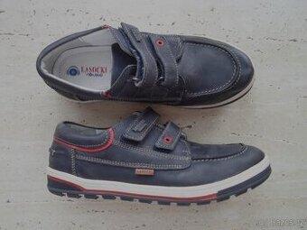 Modré boty polobotky kožené - 35