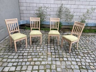 Pružinové jídelní židle z masivního dřeva 4 kusy