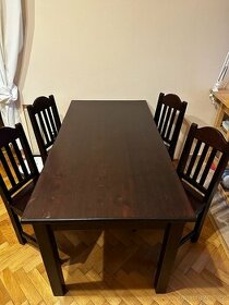 Smrkový stůl masiv 160x80 (výška 77) +4 židle - 1
