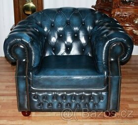 CHESTERFIELD-CLUB-CENTURION FURNITURE-LEATHER/BLUE - 1