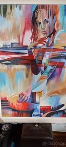 ZARÁMOVANÝ OBRAZ 116x86 cm, portrét dívky