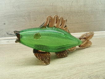 Foukaná skleněná ryba 26cm - Škrdlovice - 1