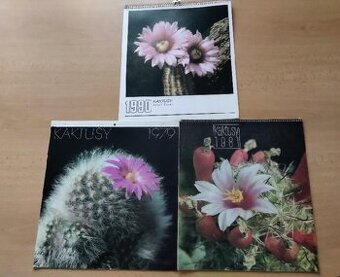 retro čs. nástěn. kalendáře s kaktusy pro roky ´79, ´81, ´90