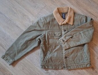 Khaki džínová bunda s kožíškem GAP