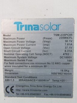 FVE panely Trinasolar 235Wp 1650x812