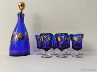 Karafa 0,5 l, 7x skleničky modré