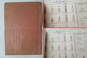 Starý vzorník katalog sklárna Kyjov Reich pivní a jiné láhve