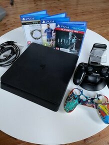 Playstation 4 slim + hry + příslušenství