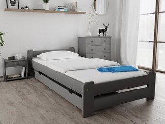 Nová postel masiv šedá 90x200cm + ROŠT -