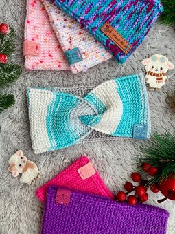 Dětská NOVÁ pletená čelenka ,, tyrkysová" - 1