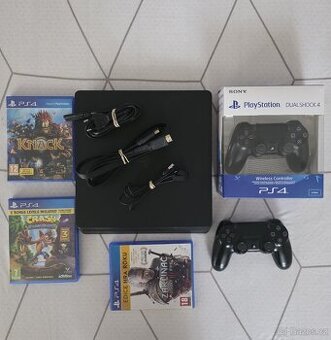 Playstation 4 slim / 500 GB + 3 CD hry + nový ovladač Sony