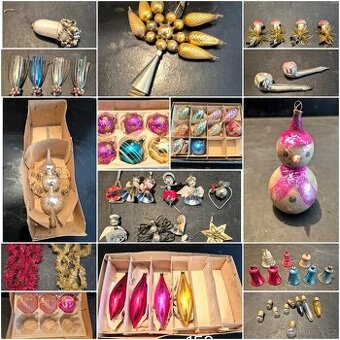 Staré vánoční ozdoby a špičky mix