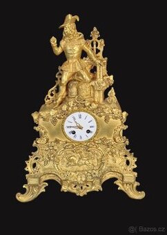 FIGURÁLNÍ ŘÍMSOVÉ HODINY - ZLACENÝ BRONZ - 1800-1850