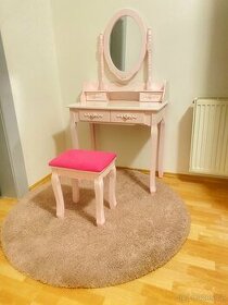 Originální vintage toaletní stůl se zrcadlem Mira | růžový