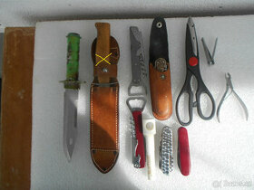 Nože  kapesní a nůžky.
