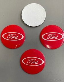 Středové pokličky/samolepky alu kola FORD - 56 mm červené
