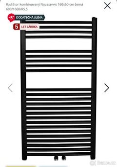 Radiátor kombinovaný Novaservis 160x60 cm černá
