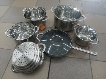 Nádobí nerez designove hrnce sada 11dilu indukce atd