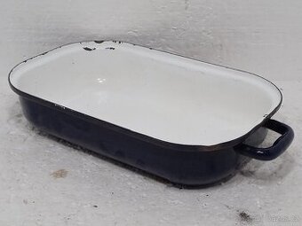 Starý modrý smaltovaný pekáč ČSSR