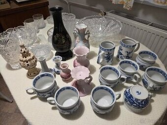 broušené sklo, porcelán