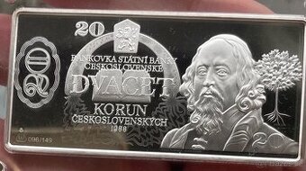 Luxusní stříbrná Československá 20-ti koruna