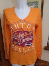 NOVÉ triko Harley Davidson dl. rukáv oranžové S