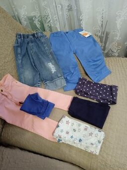 Mix oblečení 4x legíny, 3x kalhoty vel 74-90